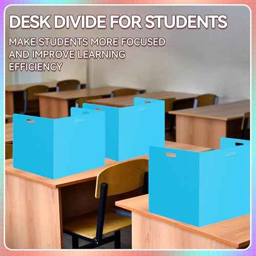 24 Pcs Desk Dividers for Students Plastic Durable and Waterproof Privacy Folders Shields Test Dividers with Classroom Privacy Boards for School Study Teacher Supplies (Blue)