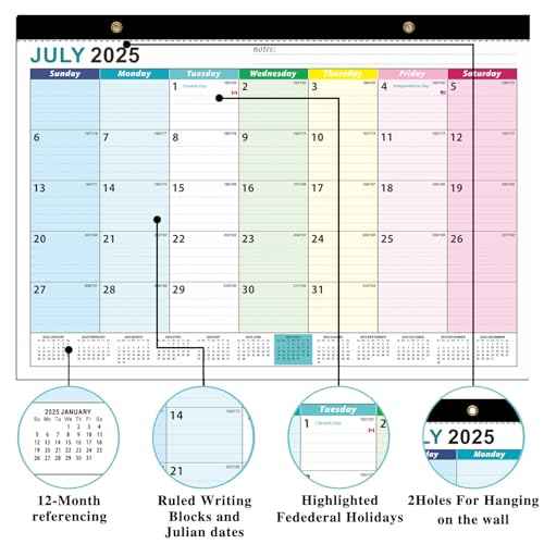 Desk Calendar 2026, AgePlace Wall Calendar 2025-2026 Covers July 2025 - December 2026, 17" X 12" Large Size With Holidays, Desktop Monthly Calendar for Home Classroom School & Office Or teacher Gifts