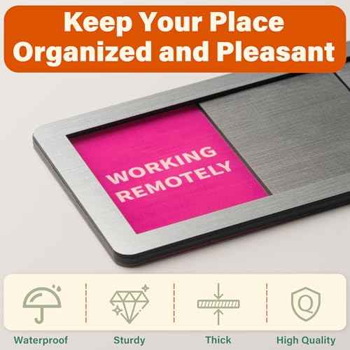 Office Door Signs 6 Options Do Not Disturb, Please Knock, In A Meeting, Out Of Office, Working Remotely Back Soon Privacy Door Slider Sign For Meeting & Conference Room Brushed Silver