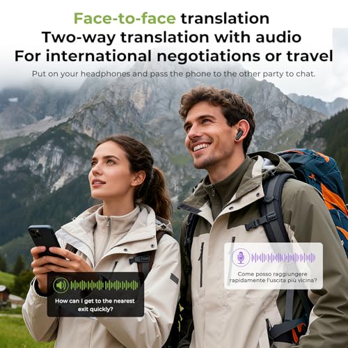 NE20 Earbuds, 2025 New NE20 AI Translation Earbuds in Real Time, Language Translator Headphones with LCD Touch Screen Audifonos Traductores Ingl?s Espa?ol Support 140 Languages for Travel Business