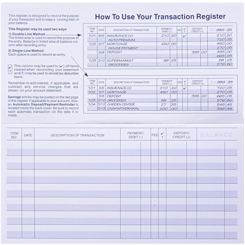 24 Pack Check Registers for Personal Checkbook - Easy to Read 3x6"