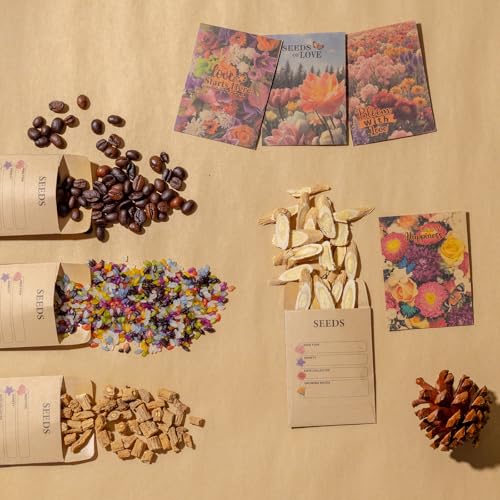 200 Pcs Seed Envelopes Self-Adhesive Kraft Paper Seed Packets for Garden Storage