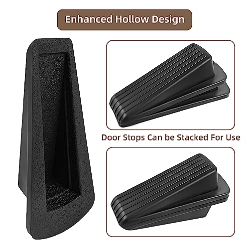 2 Pack Rubber Door Stops Stackable Wedges for Bottom of Door - Black