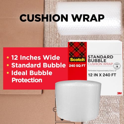 Scotch Cushion Wrap Roll 12 in x 10 ft Bubble Packaging Protection