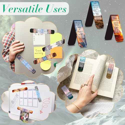 50 Pack Bookmark Christian Magnetic Bookmarks for Women Men Bible Verse Book Marker Book Lovers Page Markers for Teachers Students Reading School Office Home, Printing on 2 Side
