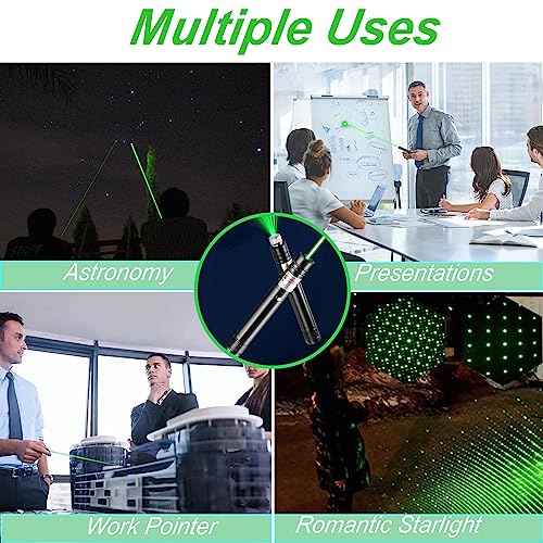Green Laser Pointer High Power, USB Rechargeable Green Laser High Power Pointer Long Range Laser Pointer Laser Light Pointer for Presentations
