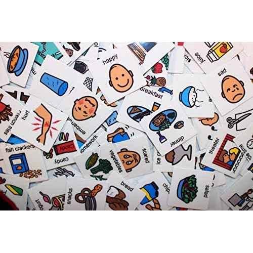 Smile4Autism Small 1.5"x1.5" Loose Visual Picture Cards, Receptive and Expressive Language, Speech Articulation Therapy, ASD, ADD, ADHD, Apraxia, & Stroke Patients. (Cartoon Icons 162 Pcs, Laminate)