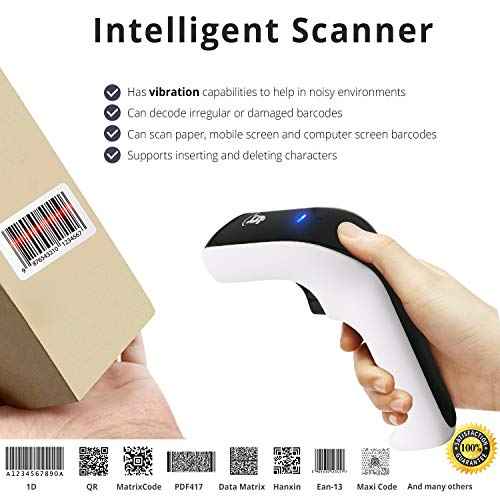 ScanAvenger Wireless Portable 1D&2D with Stand Bluetooth Barcode Scanner: 3-in-1 Handheld Scanner, Rechargeable Battery for Inventory - USB Bar Code/QR Reader (1D&2D with Next Gen Stand)