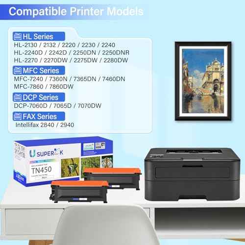 USUPERINK TN450 Toner Cartridge Replacement Compatible for Brother TN-450 TN420 TN-420 Use with HL-2270DW HL-2280DW HL-2240 MFC-7360N MFC-7860DW MFC-7460DN DCP-7065DN Printer - Black, 2 Pack
