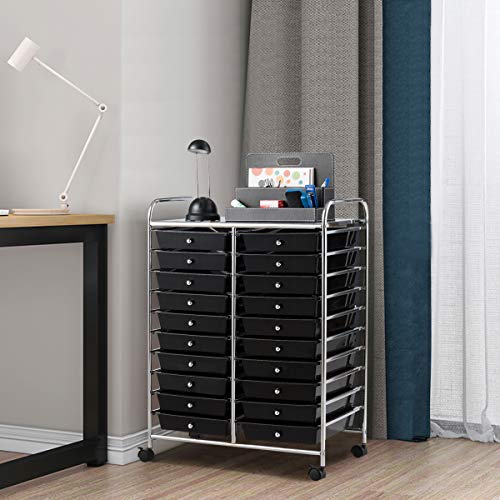 Giantex 20-Drawer Rolling Storage Cart - 25 x 15 x 35 Inch Black (Variation: 20 Drawer)