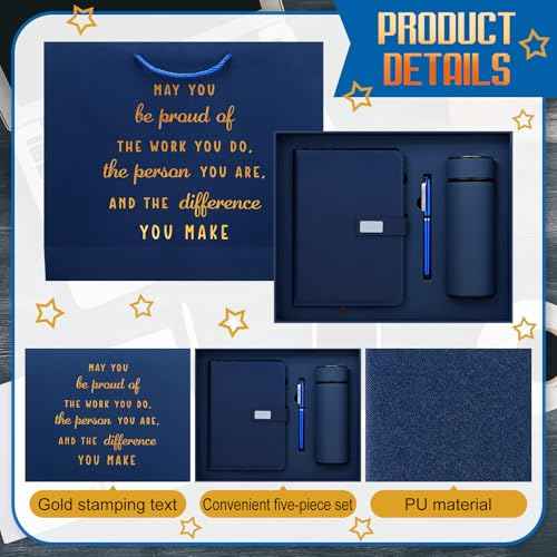 Honoson Employees Appreciation Gift Set for Men, New Employee Welcome to The Team Sets Notebook Pen and Tumbler May You Be Proud, Farewell Gifts for Coworkers(Blue)
