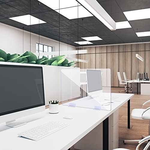 Weysat 6pcs Counter Desk Acrylic Panels Holder and 2 Pcs Acrylic Desk Divider Partition for Business, Office, School 24 x 16 Inches, Fasten Panels from 1/ 8 Inch to 1/ 4 Inch Thick
