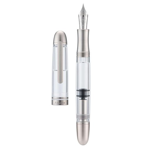 Asvine P36 Titanium Fountain Pen Piston Filling, Bock Extra Fine Nib Clear Transparent Acrylic Smooth Writing Signature Pen Case Gift Set