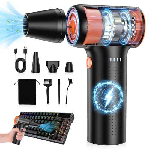 10000mAh Compressed Air Duster,300000RPM Super Power Electric Air Duster,Cordless Rechargeable Air Duster Blower Jet Fan Replace Canned Air 3-Gear Mini Air Blower for Pc,Computer, Keyboard