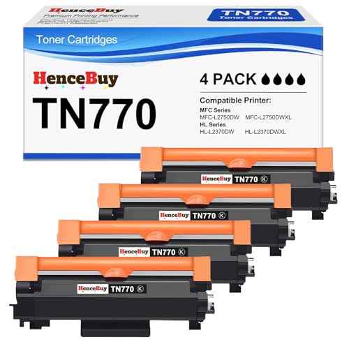 TN770 Toner Cartridge Black Super High Yield Replacement for Brother TN 770 TN-770 for Brother HL-L2370DW HL-L2370DWXL HL-L2370DWXLL MFC-L2750DW MFC-L2750DWXL MFC-L2750DWXL Printer (4 Pack)