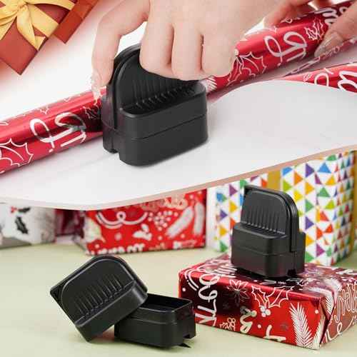 2Pcs Wrapping Paper Cutter, Gift Wrap Cutter with 2 Replaceable Blade 4 Wheels Compact Christmas Gift Wrapping Paper Roll Cutter Tool Black