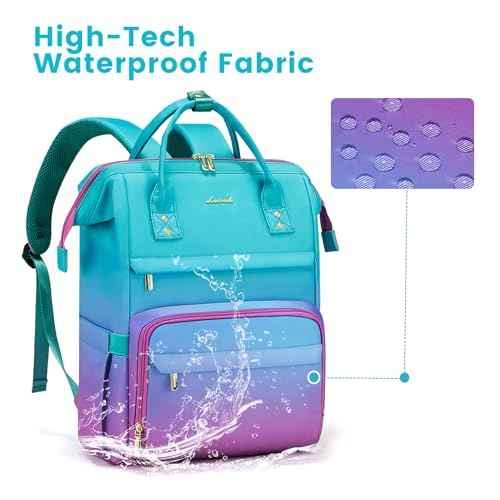 LOVEVOOK Gradient Laptop Backpack for Women,15.6 Inch Work Computer Bakcpack Purse Laptop Bag With Anti-Theft Pocket,Waterproof Carry on Teacher College Backpack for Travel,Green-Red