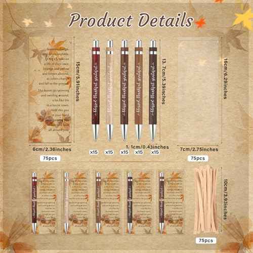 Epakh 75 Sets Thanksgiving Gifts Bulk, Fall Pens with Greeting Cards, Fall Party Favors for Adults, Friendsgiving Party Favors, Thanksgiving Gifts for Coworker, Teacher, Employee, Office Supplies