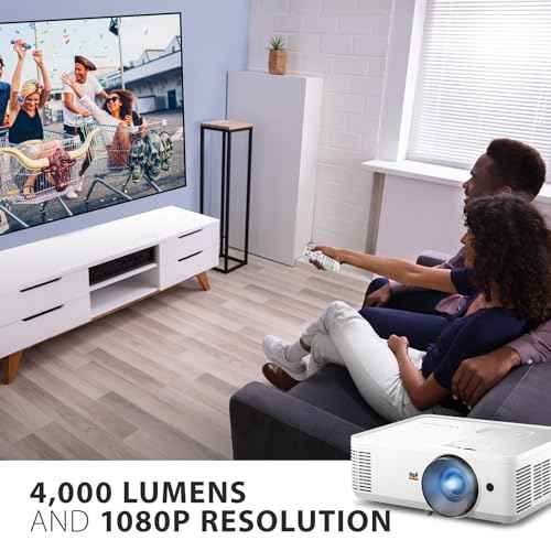ViewSonic PA503HD 4000 Lumens High Brightness Projector with 1.1x Optical Zoom, USB, and HDMI inputs for Home and Office