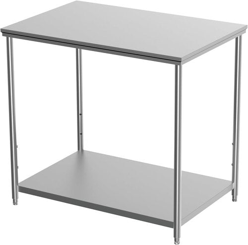Heavy Duty Stainless Steel Kitchen Prep Table - Adjustable Undershelf | 24 x 24 x 33.5 Inch Workstation