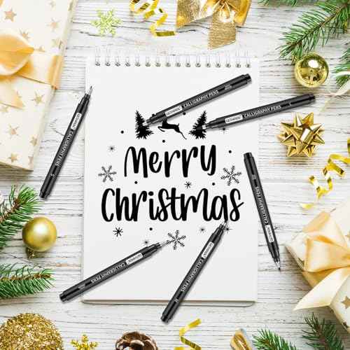 Calligraphy Pen,10 Size Calligraphy Pens for Writing,Calligraphy markers,Brush Pens Calligraphy Set for Beginners,Black Archival Ink Pens,Hand Lettering Pen for Art Drawing,Sketching,Scrapbooking