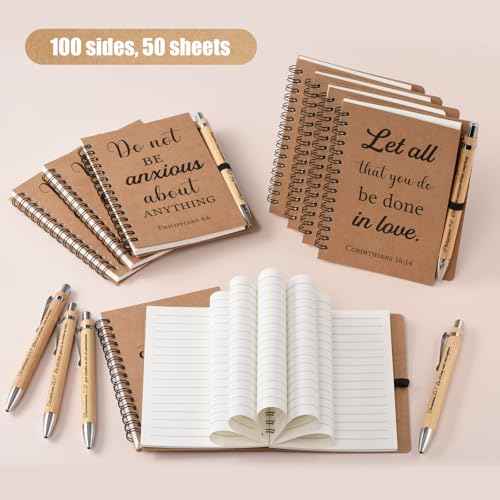 10 Pcs/5 Set of Christian Gifts Spiral Notebooks Bulk Journals with Christian Pens Prayer Journal Christian Journal for Women and Men, Perfect Home Gifts