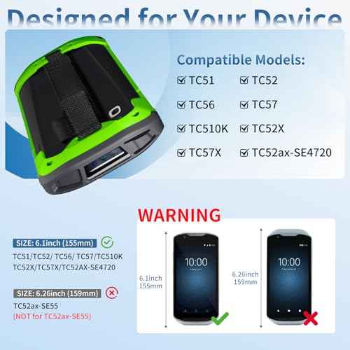 Upgraded Protective Case for Zebra TC51 TC52 TC56 TC57 TC510K Rugged Boot Case Cover for Zebra Scanner TC52x TC57x TC52ax with Hand Strap & Tempered Glass (Green)