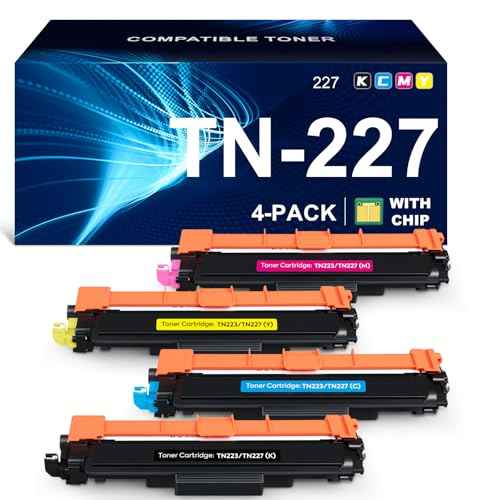 TN227 Toner Cartridge Replacement for Brother MFC L3710CW L3750CDW L3770CDW HL L3210CW L3230CDW L3270CDW L3290CDW 4 Color Packs