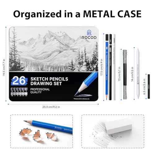 Sketch Pencils for Kids and Adults Drawing, 26-Piece Profession Sketching Pencils, Drawing Pencil for Artists Beginner Sketching, Art Graphite Pencil 6B to 4H
