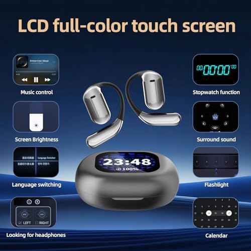 AI Translation Earbuds,Real Time Translator,Supports 144 Languages & Dialects, LCD Touchscreen for Smart Control, Compatible with iOS & Android,Perfect for Travel,Business, International Communication