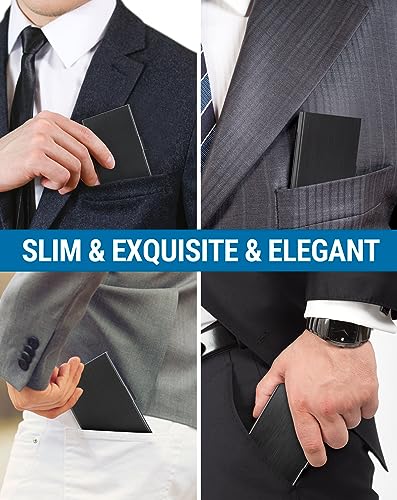 MaxGear Black Stainless Steel Business Card Holder Slim Card Case