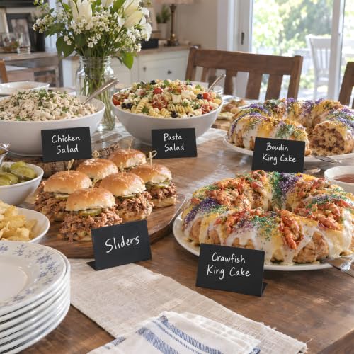 PigPotParty 12 Pcs Indoor Plastic Food Labels for Buffet - 4x3" Mini Chalkboard Signs