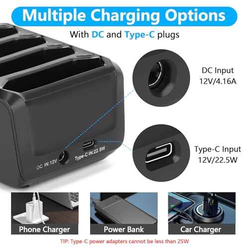 for Zebra TC77 Battery Charger Cradle - for Zebra TC7X Battery Charger - for Symbol/Zebra TC70 TC70X TC72 TC77 TC75 TC55 Barcode Scanner Batteries Charger Cradle SAC-TC7X-4BTYC1 (4-Slot)