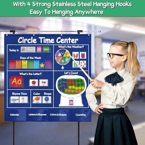 Classroom Circle Time Pocket Chart with Calendar & Weather Learning Center