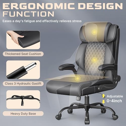 Cyzena Office Chair Executive High Back Big & Tall Black, 1 Pack