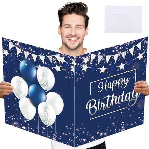 Jumbo Birthday Card with Envelope, 22 x 14 Inch Extra Large Greeting Card for Women Men Boss, Happy Birthday Giant Guest Book, Oversize Birthday Party Signs Decorations Supplies