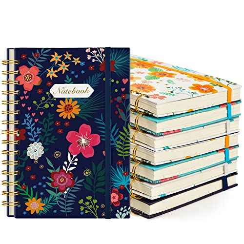 Coopay 8 Pack A5 Spiral Notebook Journal for Women, College Ruled Composition Notebooks Hardcover Spiral Journal, Cute Blooming Floral, Office School Business Supplies, 8.3" x 5.5", 160 Page