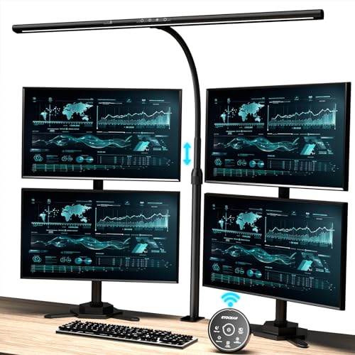 Desk Lamp, 31.5" Wide 24W for Home Office,Gesture Sensing Control Desk Light, Dimmable & Color Temperature, Eye-Caring Office Lamp, Brightest Architect Light for Screen/Workbench