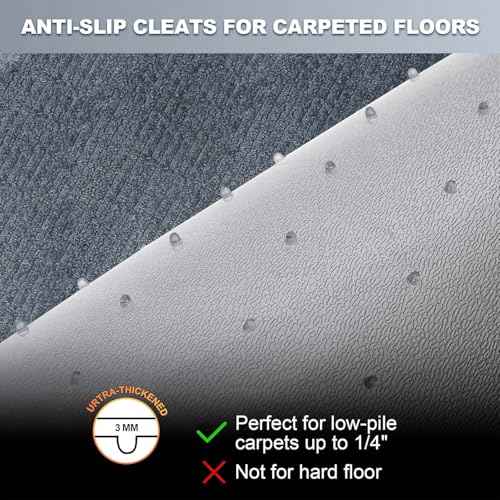 Thickened Office Chair Mat for Carpet, 39"¡¿39" Round Rolling Gaming Chair Mat with Anti-Slip Particles, Clear Heavy Duty Floor Protector for Office&Home
