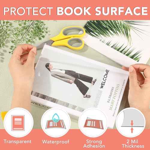 4 Rolls Clear Contact Paper, Plastic Book Covers 18 in x 4.5 ft, Contact Paper Peel and Stick, Clear Self Adhesive Protective Liner Papers Protector for Crafts Paperback Textbook Hard Covers Documents