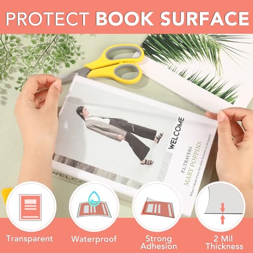 ZENOWICK 4 Rolls Clear Contact Paper for Book Covers, Self-Adhesive, 18" x 4.5 ft (Variation: 4 Rolls / 18"x1.5Yard)