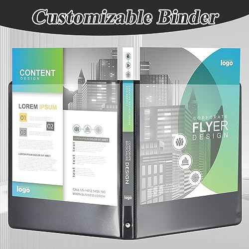 0.5-inch Round Ring Binder, Durable 1/2'' 3 Ring Binder Fit Letter Size Paper, Presentation View Binders, Black,12-Pack