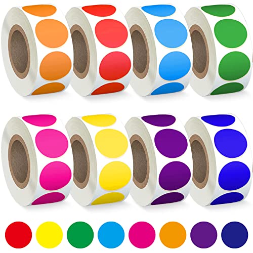 Colored Dot Stickers 3/4 Inch, 8-Color Coding Circle Labels, 4000 pcs