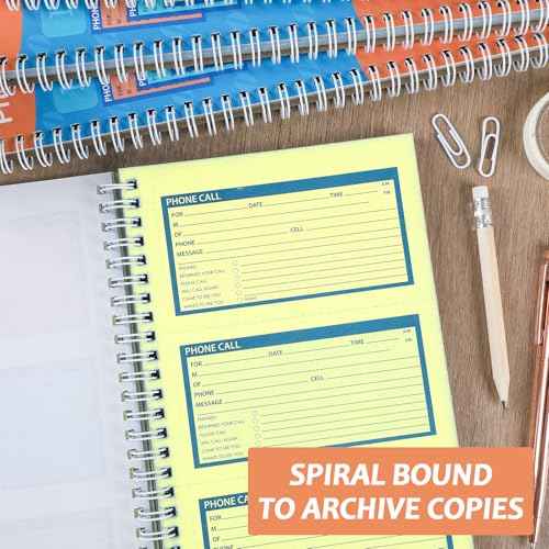 gisgfim Spiral Bound Phone Message Book 5-1/4x11inch Phone Message Forms Book 2 Part Carbonless Phone Message Pads Phone Call Log Book Voicemail Log Book While You Were Out Message Pad 4 Messages/Page