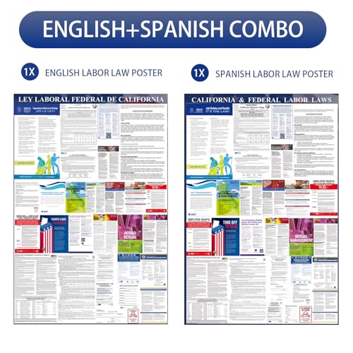 California & Federal Labor Laws Poster – Bilingual OSHA 2026 Update 36 x 24 in