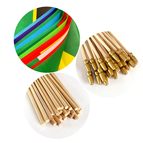 Caribbean Flags on 8.2x5.5 Inch Wooden Stick - 20 Pack, Vivid Caribbean Party Decorations