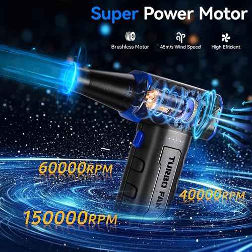 Electric Compressed Air Duster with LED Light-150000 RPM High-Speed Rechargeable Air Blower for Cleaning Keyboards,PC,Cars,3-Gear Adjustable Dust Blower Cordless, Alternative to Canned Air