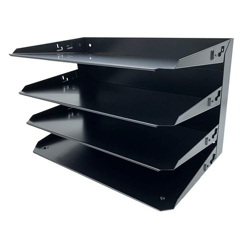 Huron Desktop Horizontal 4-Slot Legal File Binder Organizer Storage Letter Tray, Black Commercial Grade Steel