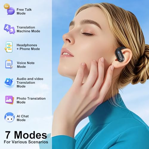 AI Translation Earbuds Real Time ? 164 Languages Translator Earbuds, 4-in-1 Wireless Bluetooth Earphones with Audifonos Traductores Ingl?s Espa?ol for Travel Business Meeting Learning, Magic Black