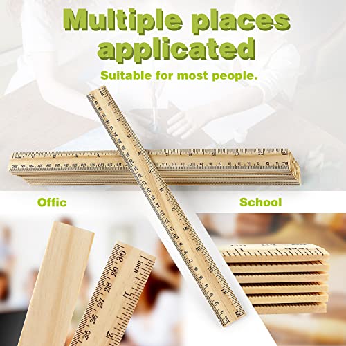 ZZTX 3 Pack Wooden Rulers 12 Inch (30 cm) Dual-Side Measuring Scales